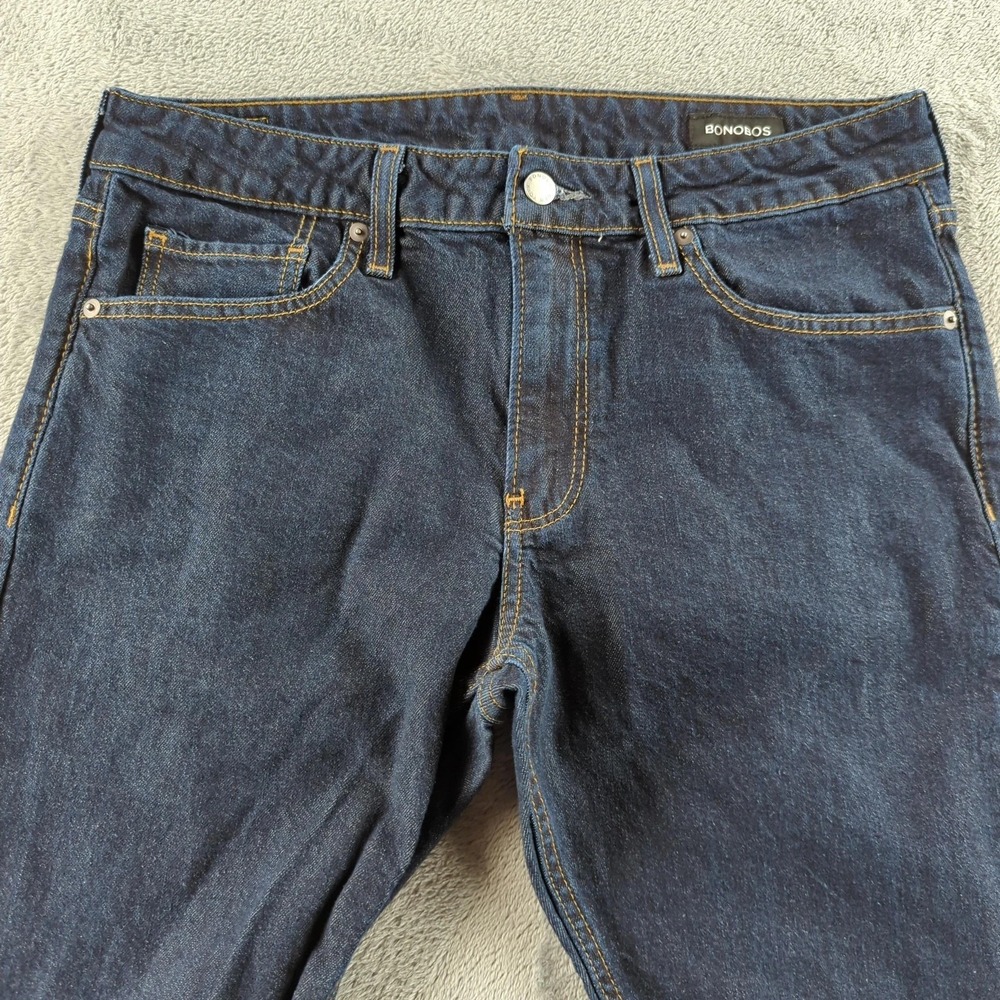 Bonobos Jeans Mens 33 (Fits 32x32) Blue‎ Slim Taper Stretch Denim Pants Casual - Picture 2 of 13